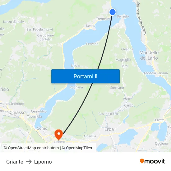 Griante to Lipomo map