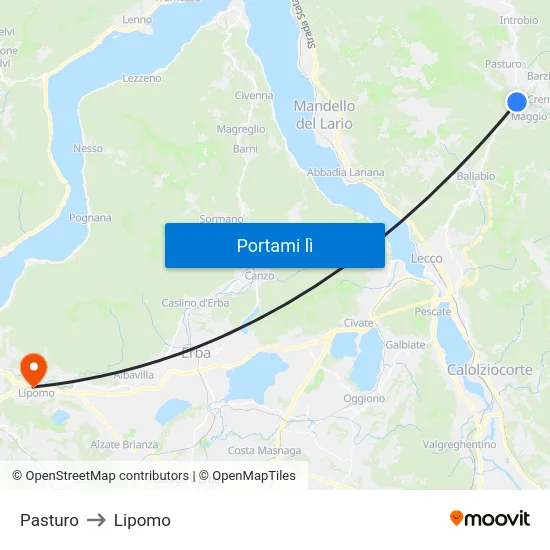 Pasturo to Lipomo map