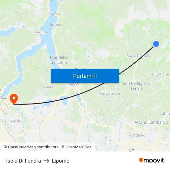 Isola Di Fondra to Lipomo map