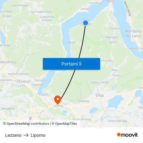 Lezzeno to Lipomo map