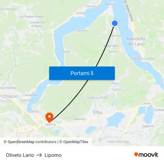 Oliveto Lario to Lipomo map