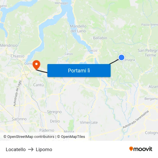 Locatello to Lipomo map