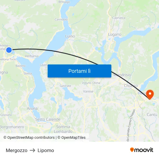 Mergozzo to Lipomo map