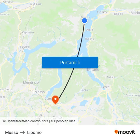 Musso to Lipomo map