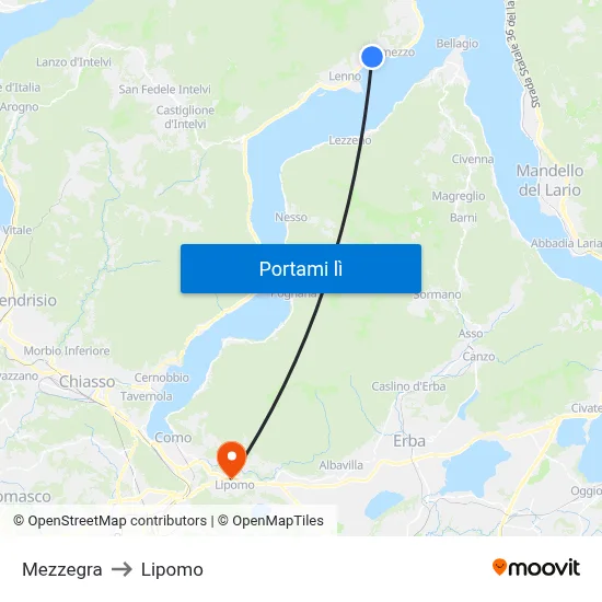 Mezzegra to Lipomo map