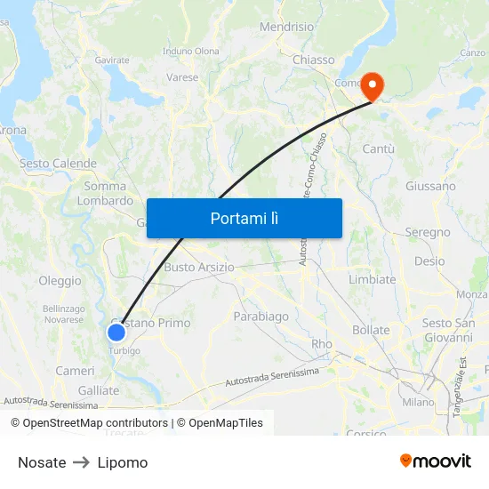 Nosate to Lipomo map