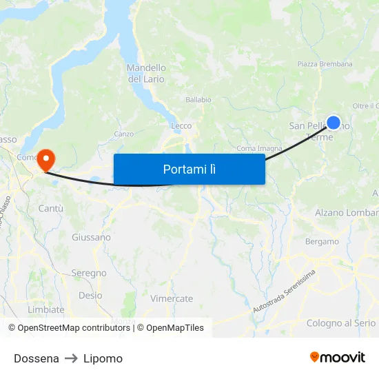 Dossena to Lipomo map