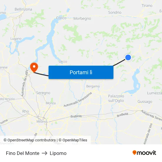 Fino Del Monte to Lipomo map