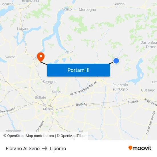 Fiorano Al Serio to Lipomo map