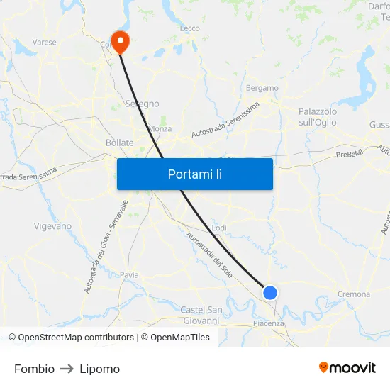Fombio to Lipomo map