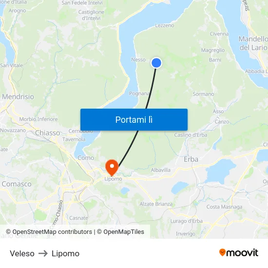 Veleso to Lipomo map