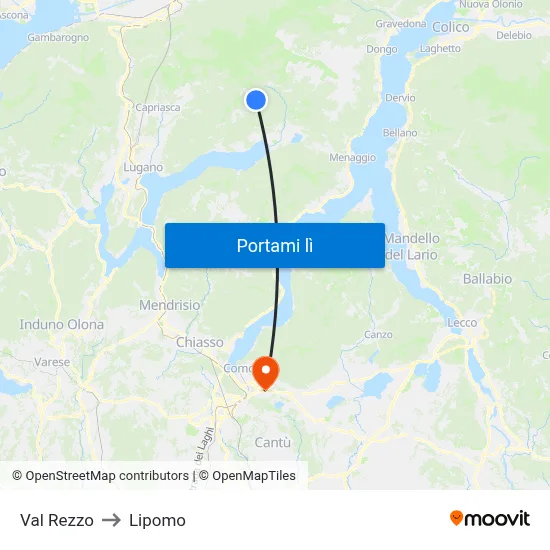 Val Rezzo to Lipomo map