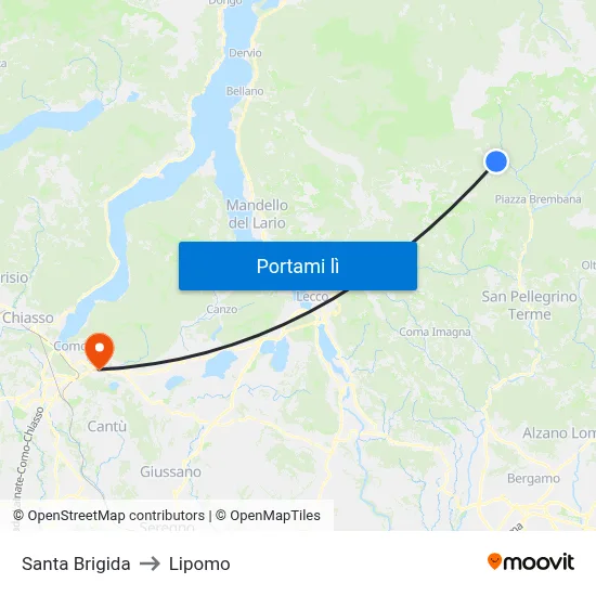 Santa Brigida to Lipomo map