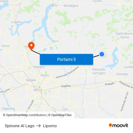 Spinone Al Lago to Lipomo map