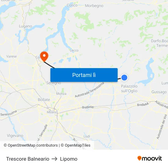 Trescore Balneario to Lipomo map