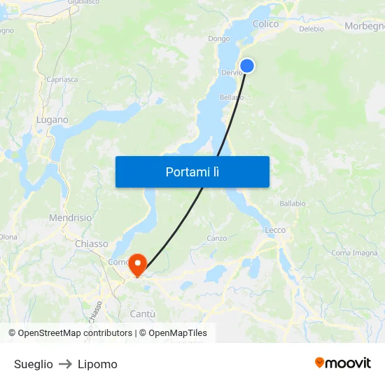 Sueglio to Lipomo map
