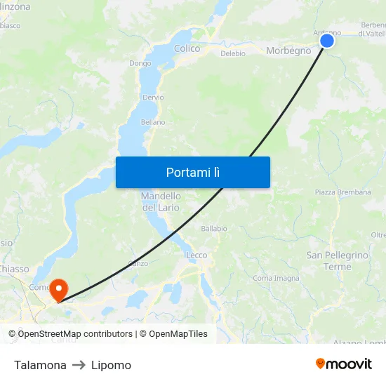 Talamona to Lipomo map
