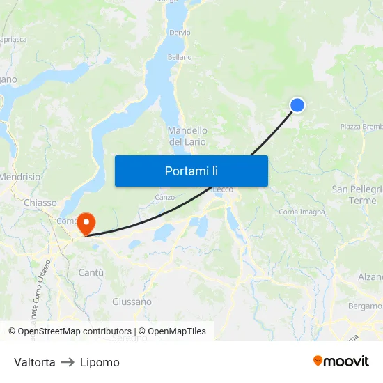 Valtorta to Lipomo map