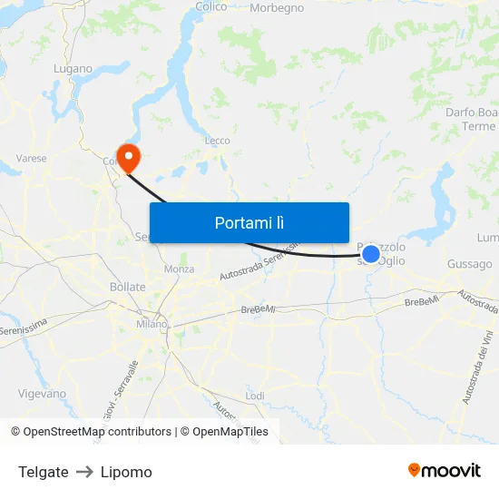 Telgate to Lipomo map
