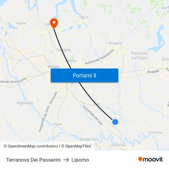 Terranova Dei Passerini to Lipomo map