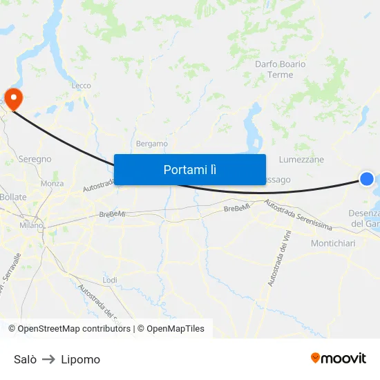 Salò to Lipomo map