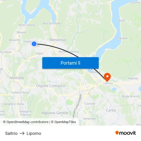 Saltrio to Lipomo map