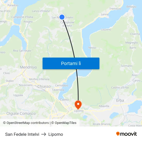 San Fedele Intelvi to Lipomo map