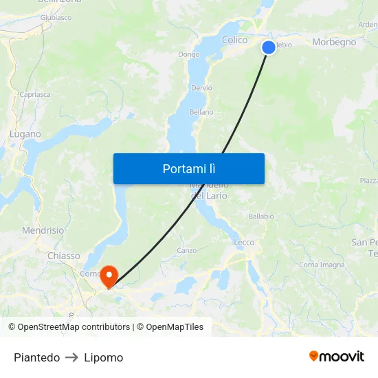 Piantedo to Lipomo map