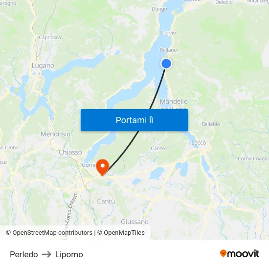 Perledo to Lipomo map