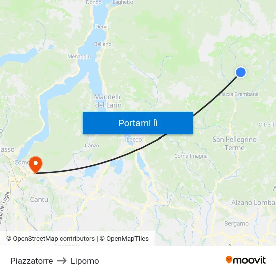 Piazzatorre to Lipomo map