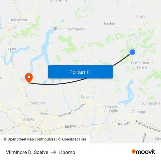 Vilminore Di Scalve to Lipomo map