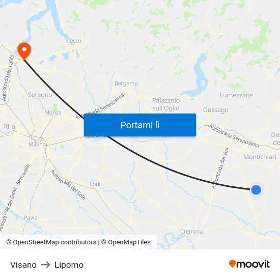 Visano to Lipomo map