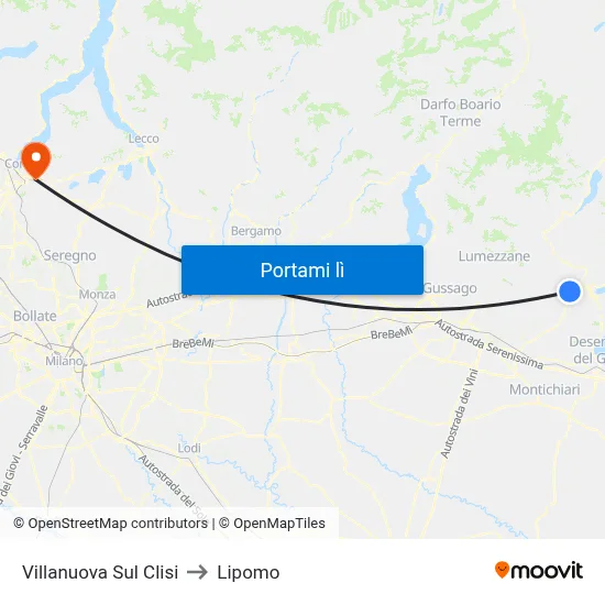 Villanuova Sul Clisi to Lipomo map