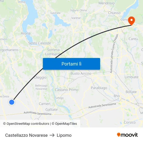 Castellazzo Novarese to Lipomo map
