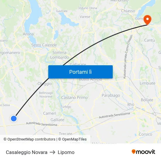 Casaleggio Novara to Lipomo map