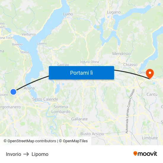 Invorio to Lipomo map