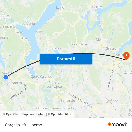 Gargallo to Lipomo map