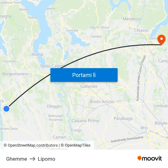 Ghemme to Lipomo map
