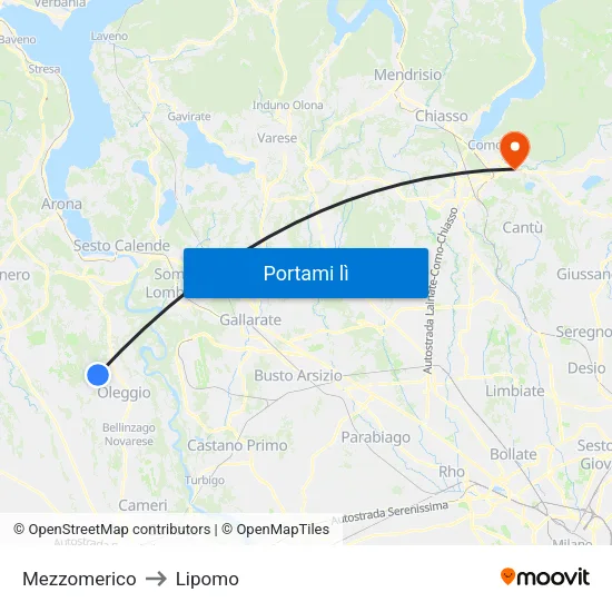 Mezzomerico to Lipomo map