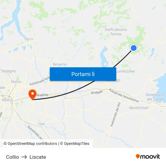 Collio to Liscate map