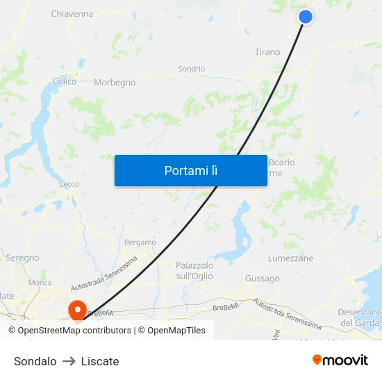 Sondalo to Liscate map
