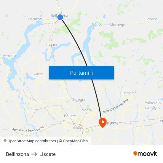 Bellinzona to Liscate map