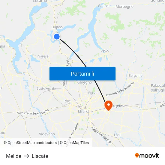 Melide to Liscate map