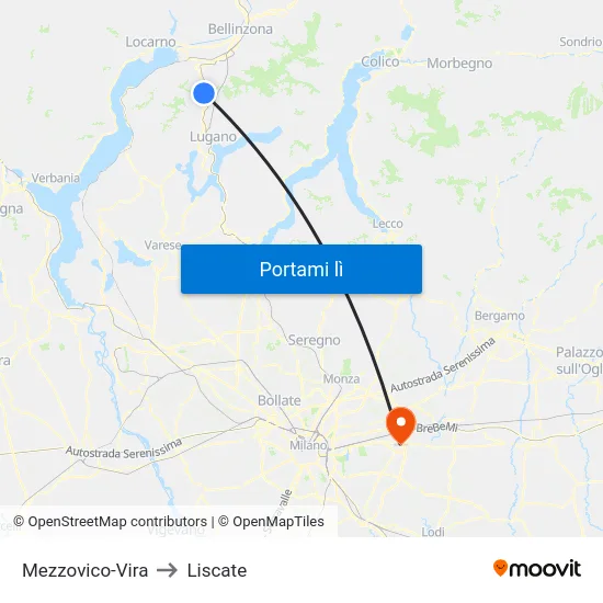 Mezzovico-Vira to Liscate map