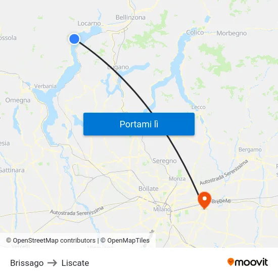 Brissago to Liscate map