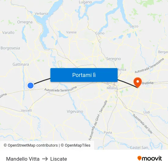 Mandello Vitta to Liscate map