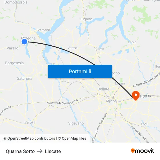 Quarna Sotto to Liscate map