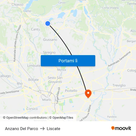 Anzano Del Parco to Liscate map