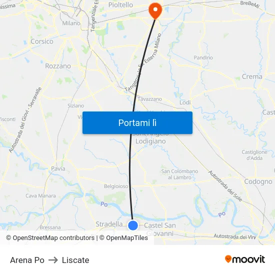 Arena Po to Liscate map