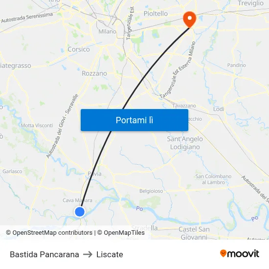 Bastida Pancarana to Liscate map